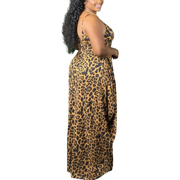 Plus Size Women Maxi Dress Polyester Spandex Casual Beach Party Evening Wear - Picture 3 of 3